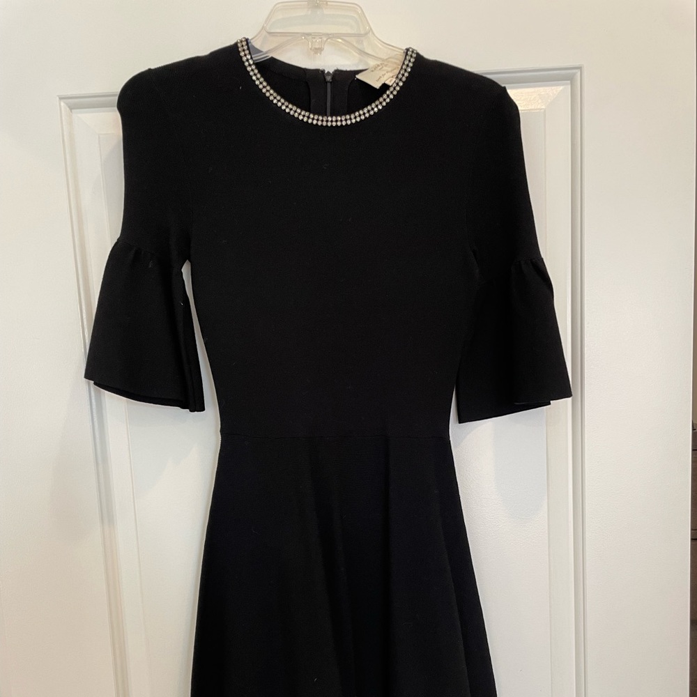 Kate Spade Jewel Collar, Bell Sleeve Black Dress